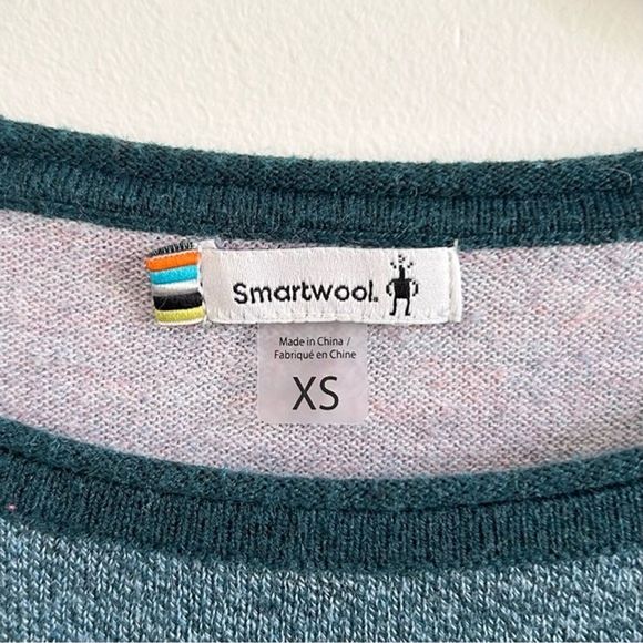 Smartwool Womens Shadow Pine Colorblock Sweater in Mist Blue/Twilight Marl - XS - Picture 3 of 9